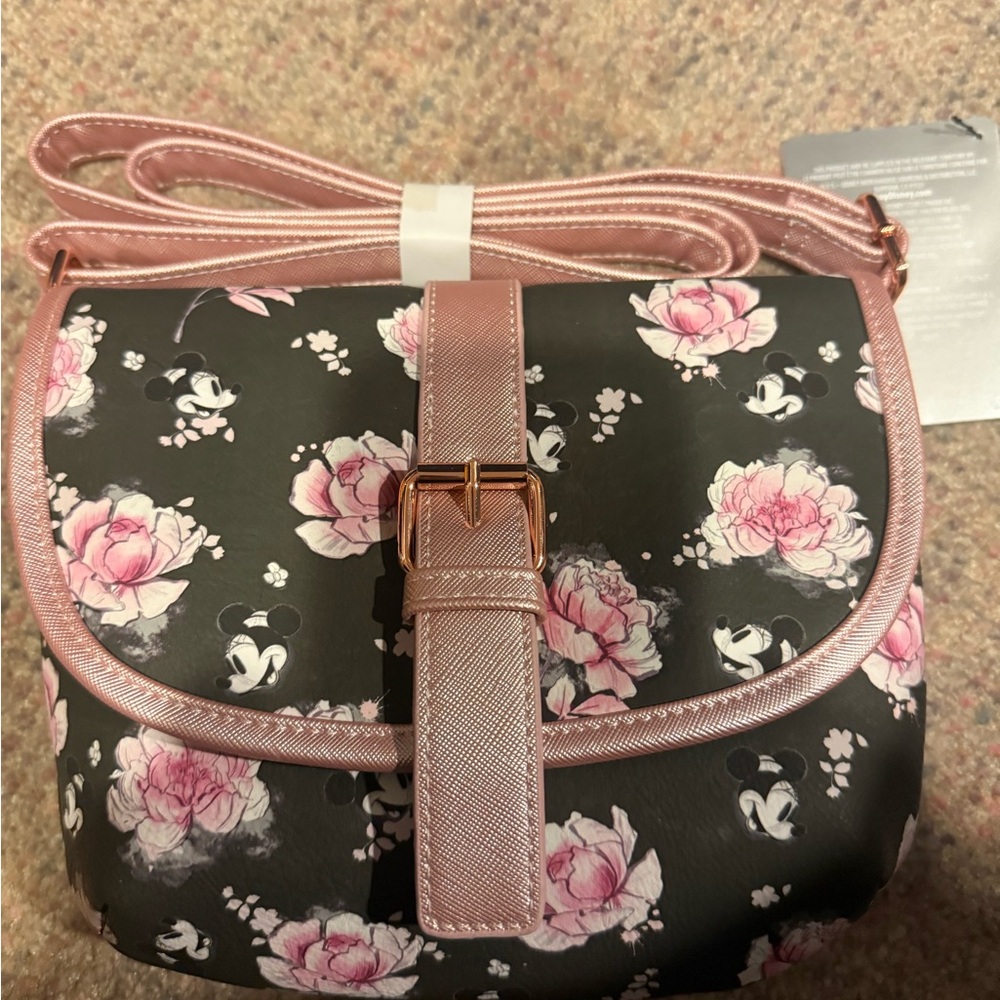 Disney Floral Crossbody Bag with Pink Accents